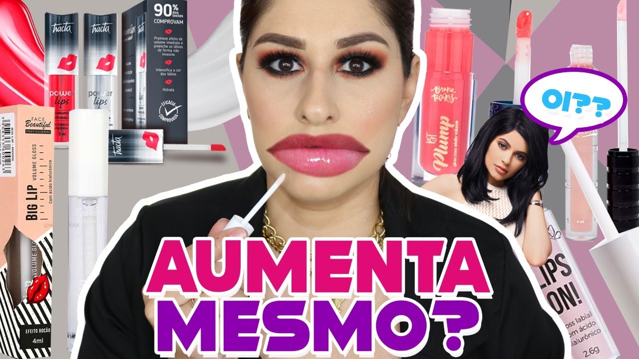 Testei *10 MARCAS* de GLOSS que AUMENTA os LÁBIOS ? RESUMÃO