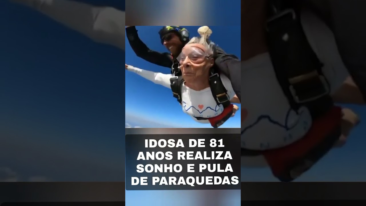 Idosa de 81 anos salta de paraquedas pela a primeira vez em Fernando de Noronha." É fascinante"