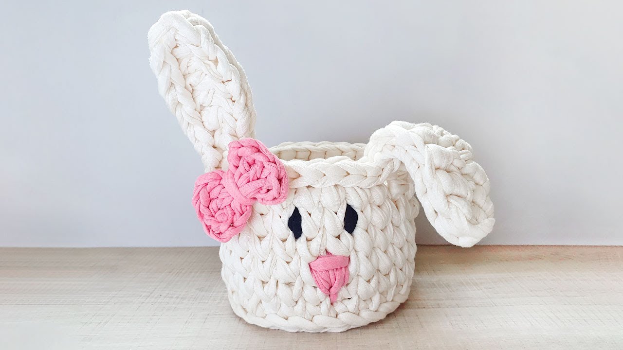 Cesto de Crochê Coelho da Páscoa por Sandra Brum