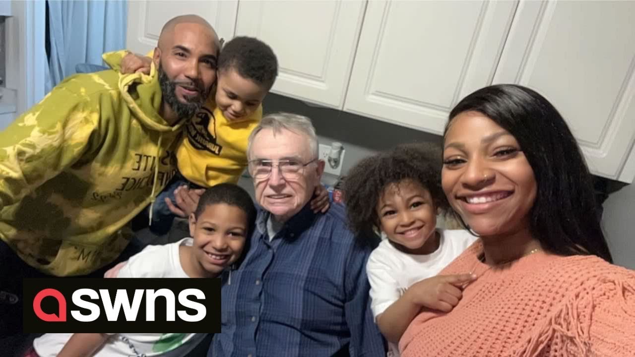 Family 'adopt' elderly neighbour as 'honorary grandpa' and now spend every holiday together | SWNS