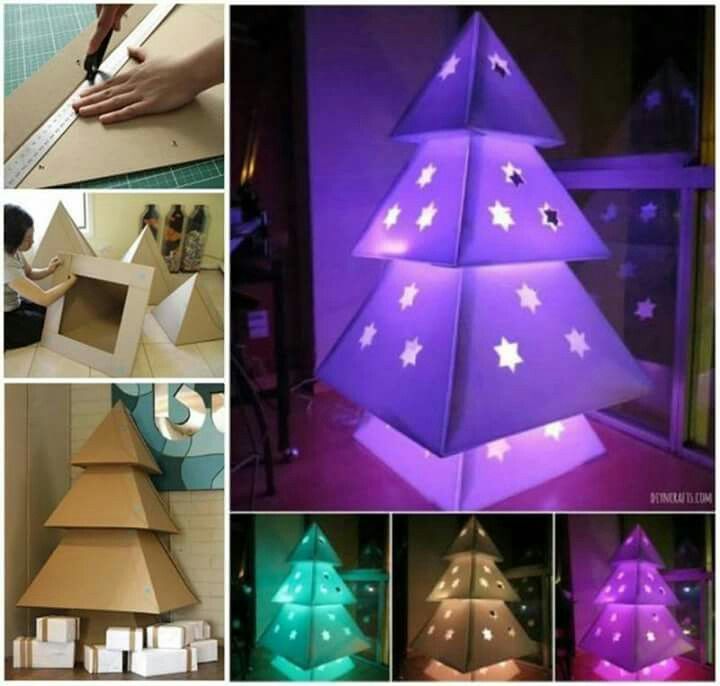 árvore de natal de papelão luminária