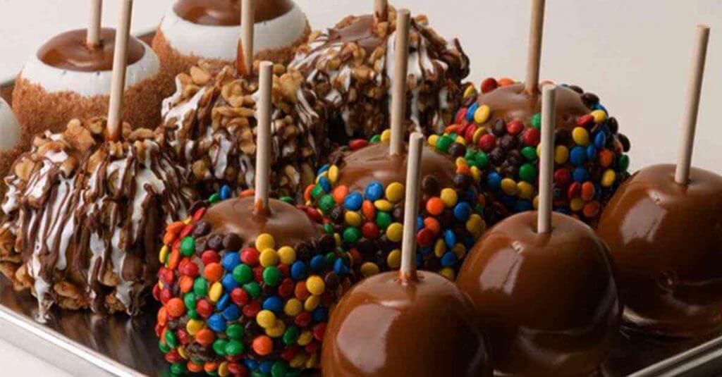 7 Maçã do amor de chocolate