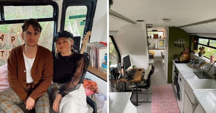 A transformação de um ônibus escolar em uma casa cheia de conforto