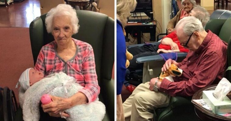 Amigas distribuem cachorrinhos de pelúcia e bonecas para idosos com Alzheimer