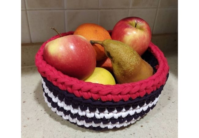 cesto de crochê fruteira