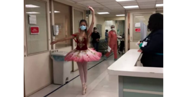 Depois de cura de câncer, bailarina volta a hospital para agradecer com a dança