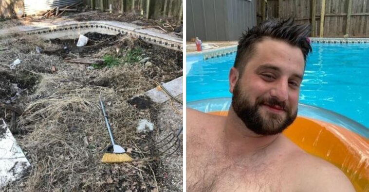 Homem encontra piscina escondida no quintal