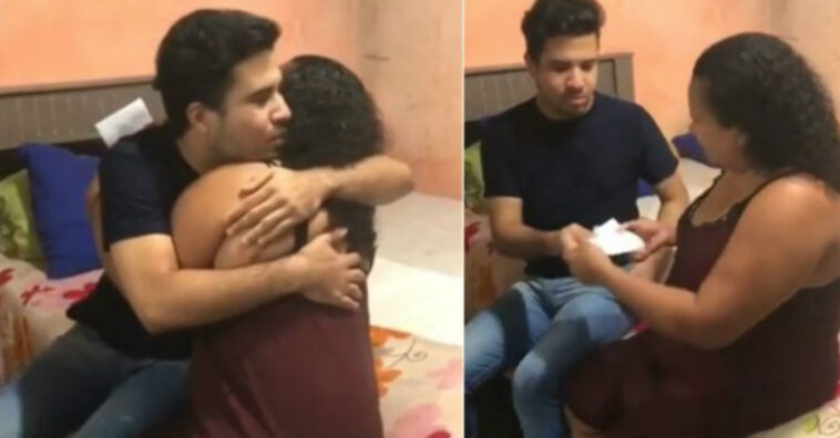 Jovem recebe 1º salário e faz surpresa para a mãe