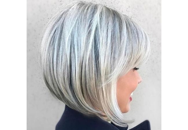 long bob com franja branco