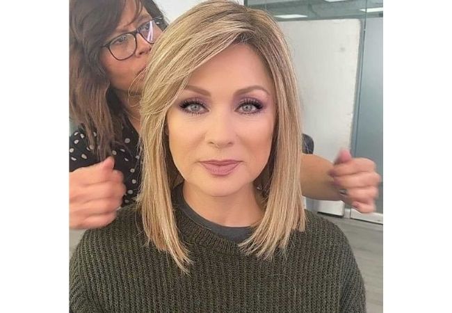 long bob com franja mulher madura