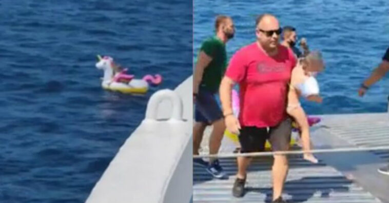Menina de 5 anos em boia de unicórnio é resgatada no mar