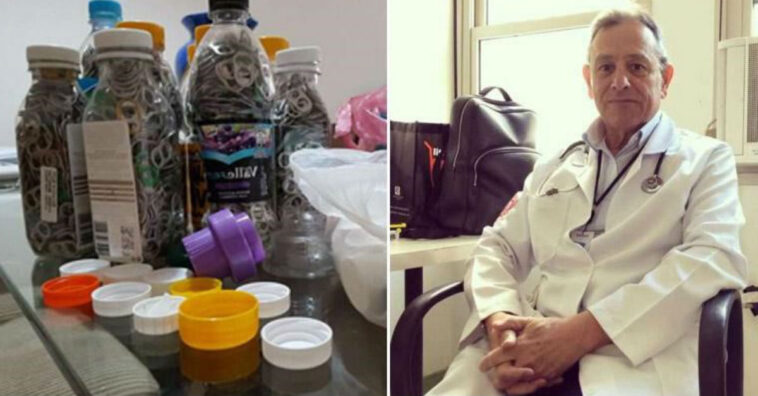 Médico junta lacres e tampas para ajudar causa social