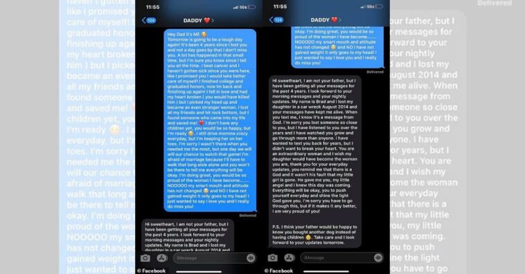 Mulher mandava mensagens para celular do pai falecido e descobre que quem lia era um pai que perdeu a filha há anos