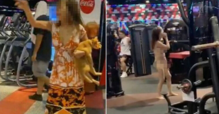 Mulher tira a roupa por que seu gato não pôde entrar em academia