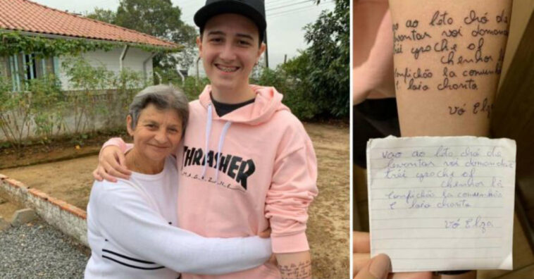 Neto homenageia avó com tatuagem diferente e única