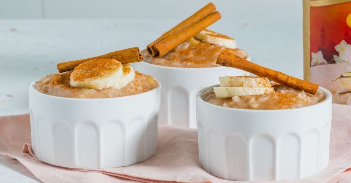 Receita de pudim de arroz e banana