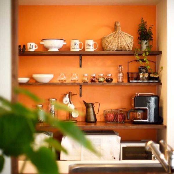 cores para cozinha alaranjado com madeira