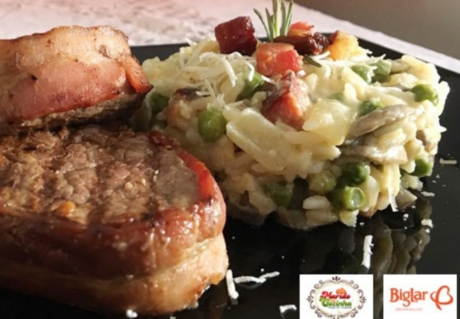 arroz à piamontese com bacon