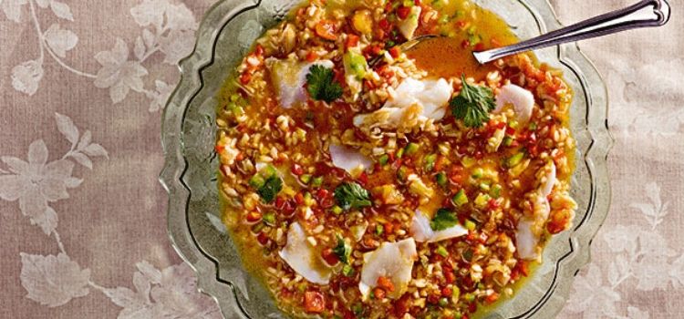 receita de arroz com bacalhau e pimentão