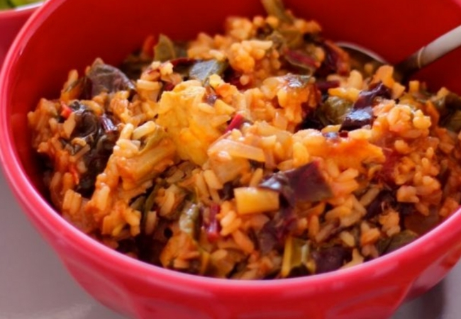 arroz de açafrão e peixes