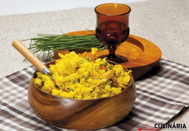 arroz de açafrão e peru