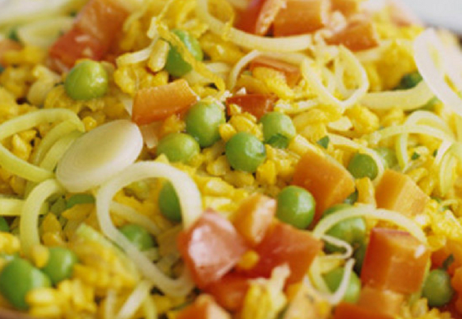 receita de arroz de açafrão com legumes