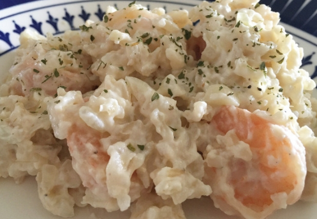 arroz à piamontese com camarão