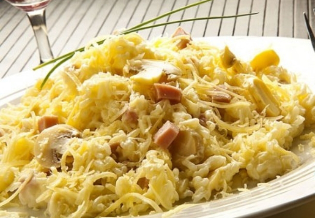 arroz à piamontese com palmito