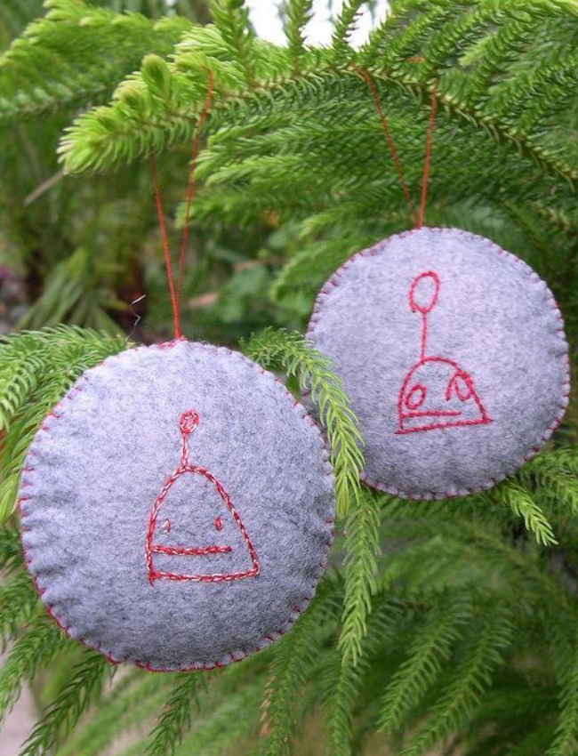 fazer artesanato de natal feltro bolinhas