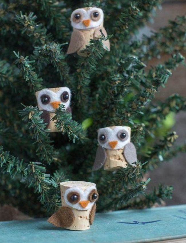 fazer artesanato de natal feltro corujas