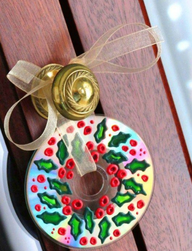 fazer artesanato de natal reciclado cd