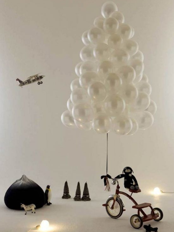 modelo arvore de natal branca balões