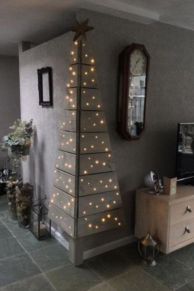 modelo arvore de natal decorada canto