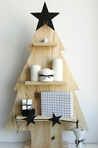 modelo arvore de natal decorada madeira