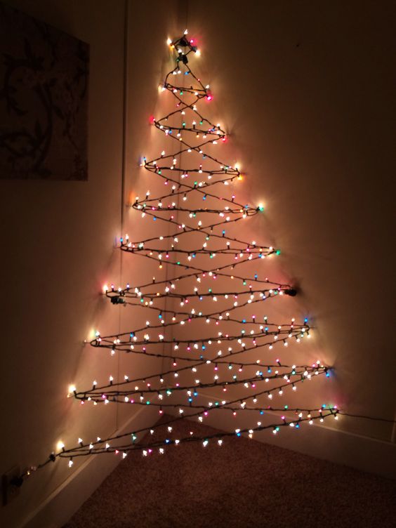 árvore de natal de parede luzes canto