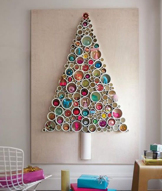 20 Modelos de árvore de Natal de parede para inspirar