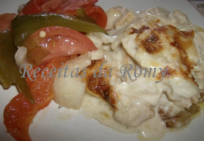 bacalhau com natas e cogumelos