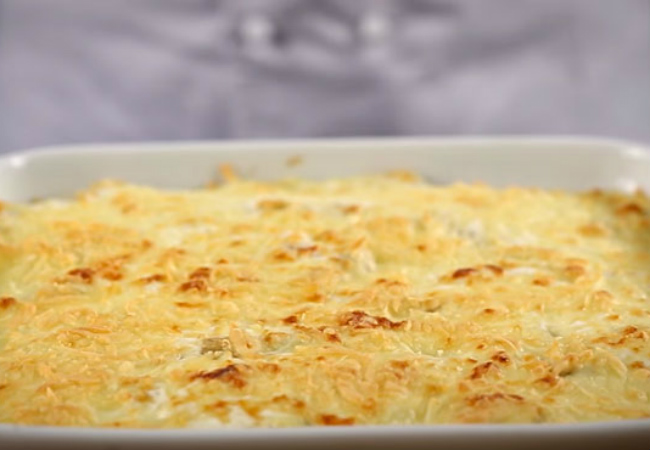 bacalhau com natas e muçarela