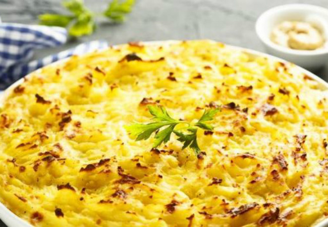 bacalhau com natas e purê