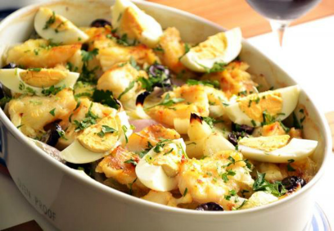 bacalhau no forno em postas