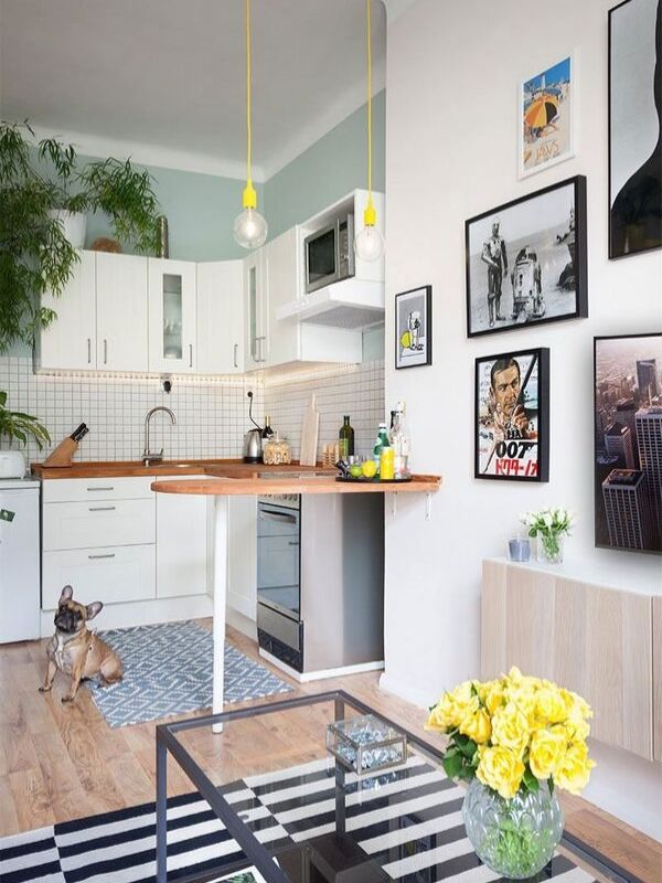 decoração de cozinha pequena balcão divisor