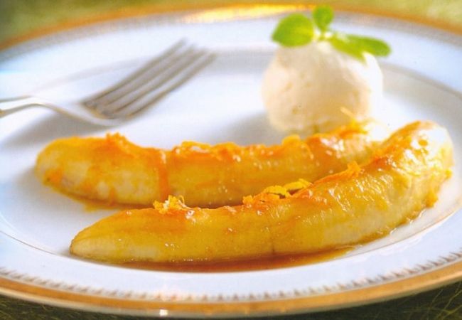 banana flambada com laranja