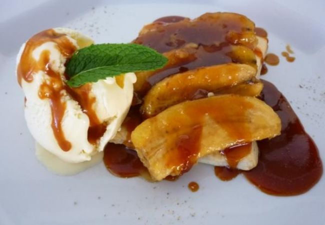 banana flambada com rum