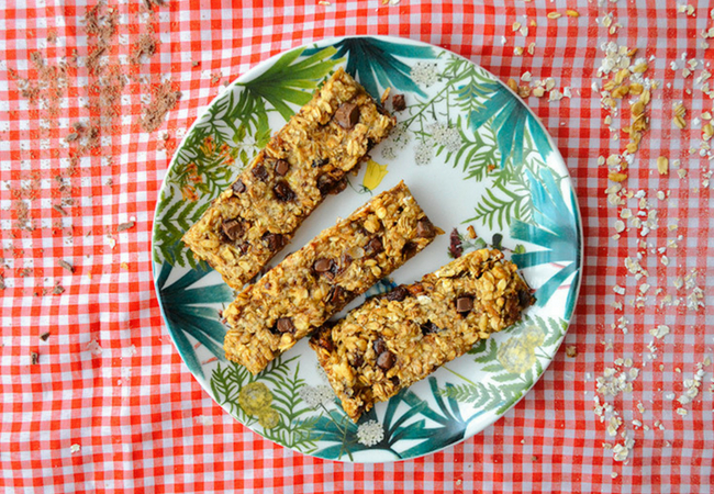 receita de barrinha de cereal com chocolate e banana