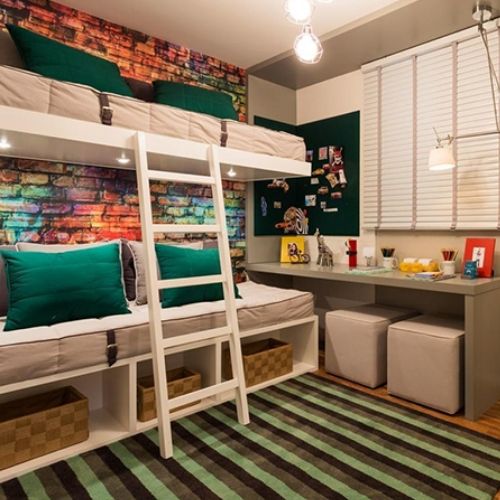 decoração de quarto pequeno beliche ou triliche