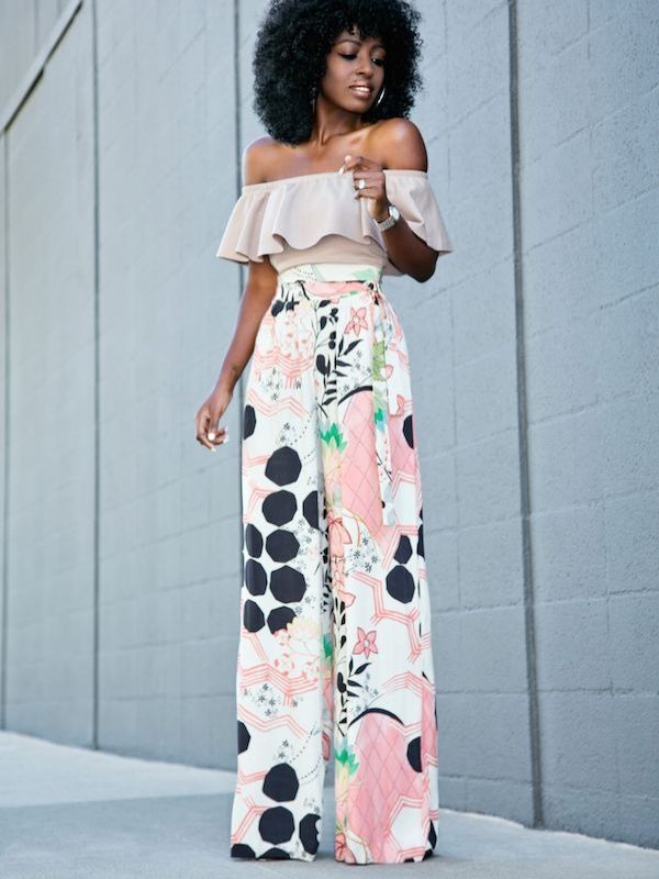 calça pantalona blusa babado