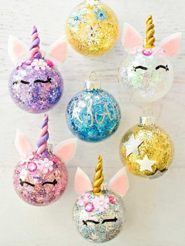 modelo bolas de natal decoradas unicornio