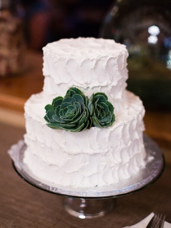 modelo de bolo de casamento simples suculentas