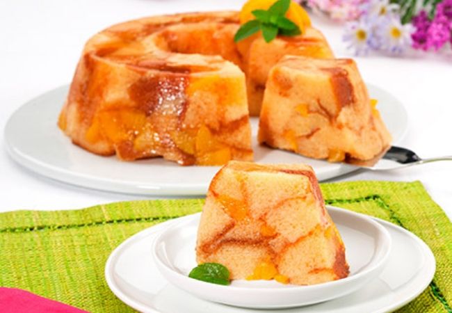 bolo de gelatina de pêssego