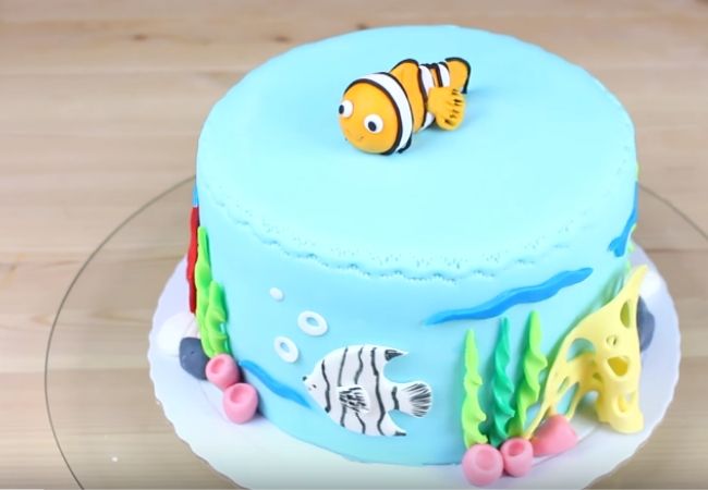 bolo confeitado fundo do mar